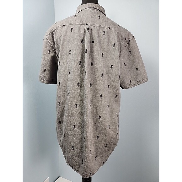 Vans Off The Wall Classic Fit Button Front Short Sleeve Cotton Shirt Pineapple - Picture 7 of 10